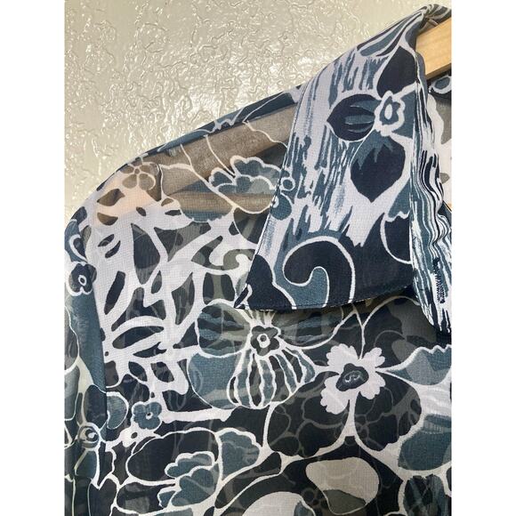 VTG Jordan Sheer Blouse Womens XL Floral Long Sleeve Button 90s Y2K Elegant - Picture 3 of 10